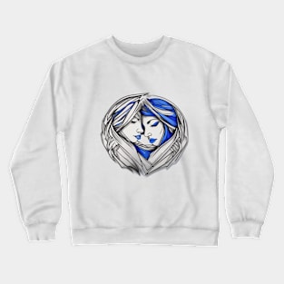 Eternal Unity: Abstract Faces in Heart-Shaped Embrace No. 641 Crewneck Sweatshirt